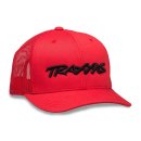 Trucker Cap rot/Logo schwarz, runder Schirm
