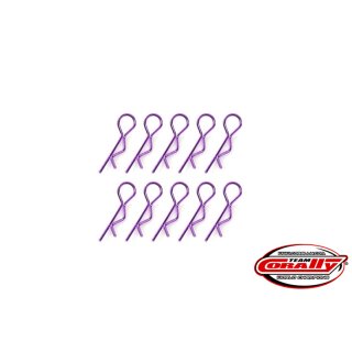 Team Corally - Body Clips - 45° Bent - Small - Purple - 10 pcs
